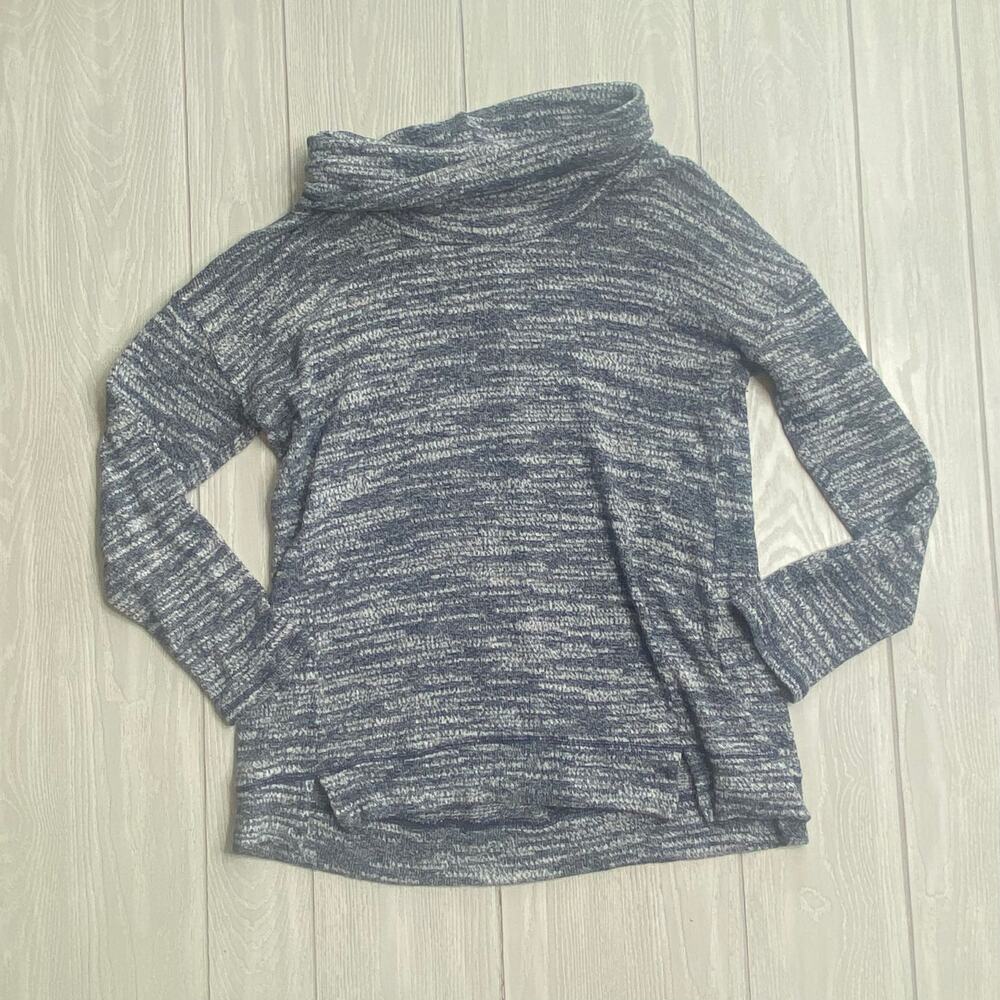Aerie Blue & White Cowl Knit Sweater Size Large